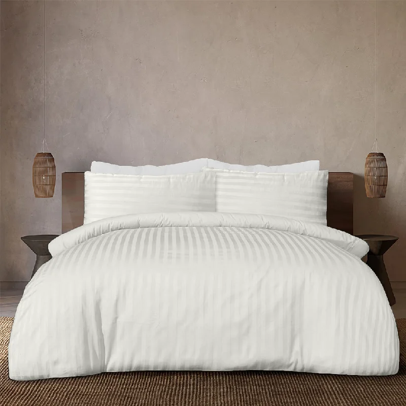 Bamboo - derived duvet covers with antibacterial and moisture - wicking propertiesIvory Stripe Duvet Cover Set Comfy Sateen Bamboo - derived duvet covers with antibacterial and moisture - wicking propertiesIvory Stripe Duvet Cover Set Comfy Sateen