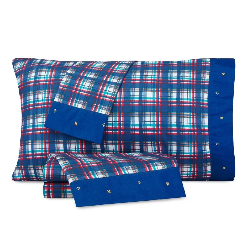 Moisture - Wicking Cotton Sheets for a Dry and Comfortable SleepNautica Kids Nautical Plaid Cotton-Rich Sheet Set Moisture - Wicking Cotton Sheets for a Dry and Comfortable SleepNautica Kids Nautical Plaid Cotton-Rich Sheet Set