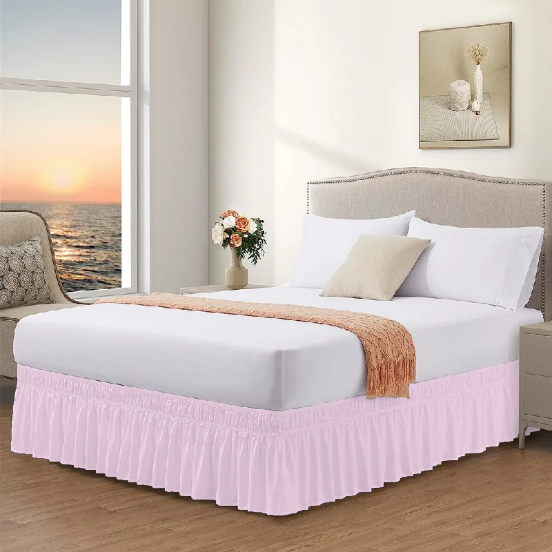 Bed skirts with a modern minimalist designPink Wrap Around Bed Skirt Solid Comfy Sateen Bed skirts with a modern minimalist designPink Wrap Around Bed Skirt Solid Comfy Sateen
