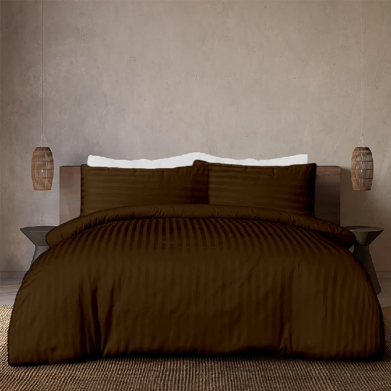 Light - blocking duvet covers for a better sleep during the dayChocolate Stripe Duvet Cover Set Sateen Comfy Light - blocking duvet covers for a better sleep during the dayChocolate Stripe Duvet Cover Set Sateen Comfy