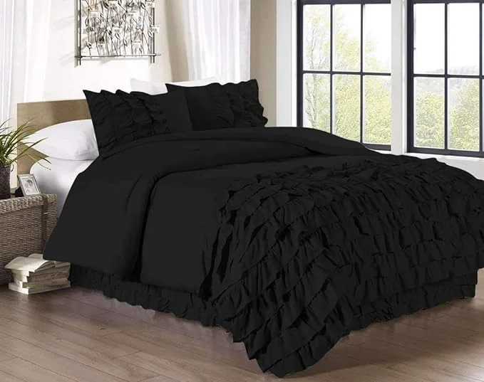Twin XL duvet covers designed for extra - long twin beds, often used in college dormsFull Black Ruffle Duvet Cover Set Egyptian Cotton 1000 Thread Count Twin XL duvet covers designed for extra - long twin beds, often used in college dormsFull Black Ruffle Duvet Cover Set Egyptian Cotton 1000 Thread Count