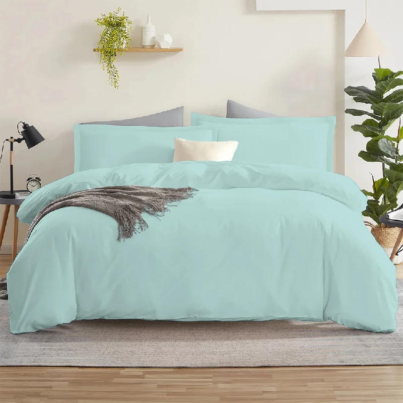 Budget - friendly duvet covers for first - time homebuyers or studentsAqua Blue Duvet Cover Set Solid Comfy Sateen