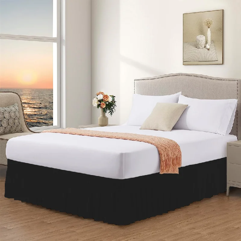 Bed skirts with a lace trim for a romantic touchBlack Wrap Around Bed Skirt Solid Comfy Sateen