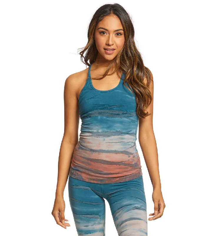 Hard Tail Freestyle Yoga Bra Tank Top White/Blue Rainbow Horizon