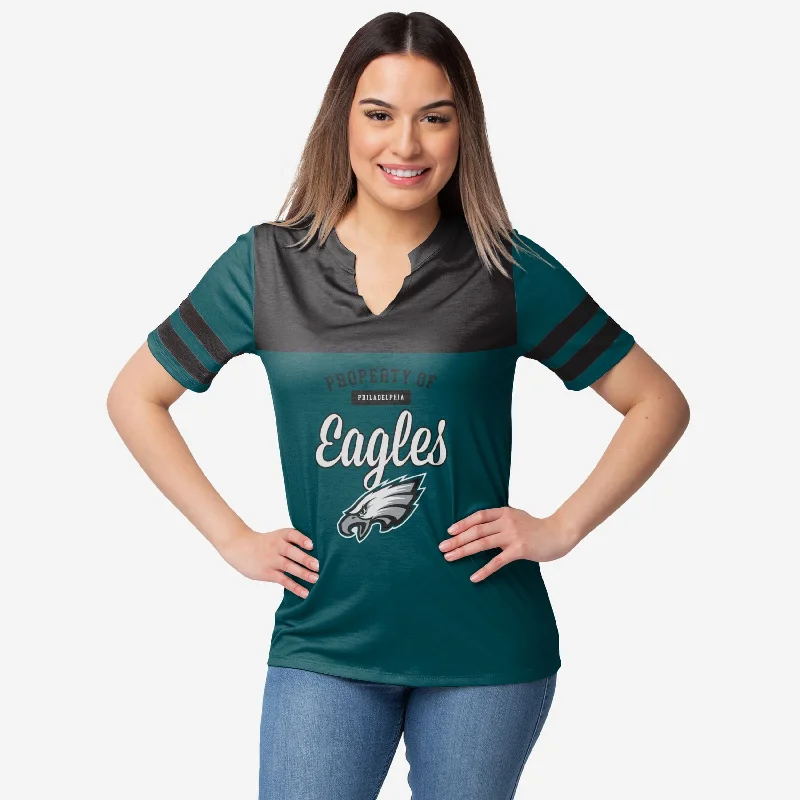 Philadelphia Eagles Womens Team Stripe Property Of V-Neck T-Shirt