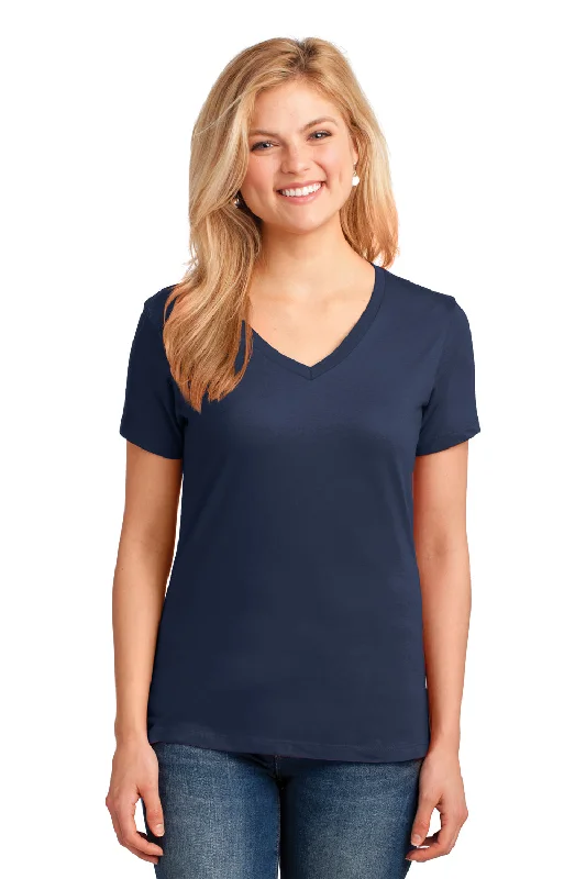 Port & Company Womens Core Short Sleeve V-Neck T-Shirt - Navy Blue