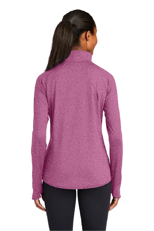 Sport-Tek Womens Sport-Wick Moisture Wicking 1/4 Zip Sweatshirt - Heather Pink Rush