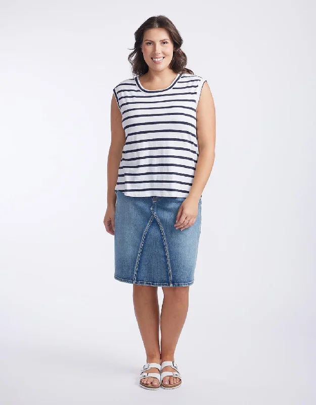 Cali Tank Top - Navy/White Stripe