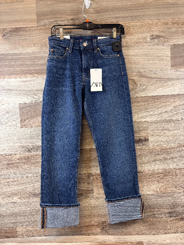 Jeans Cropped By Zara In Blue Denim, Size: 2