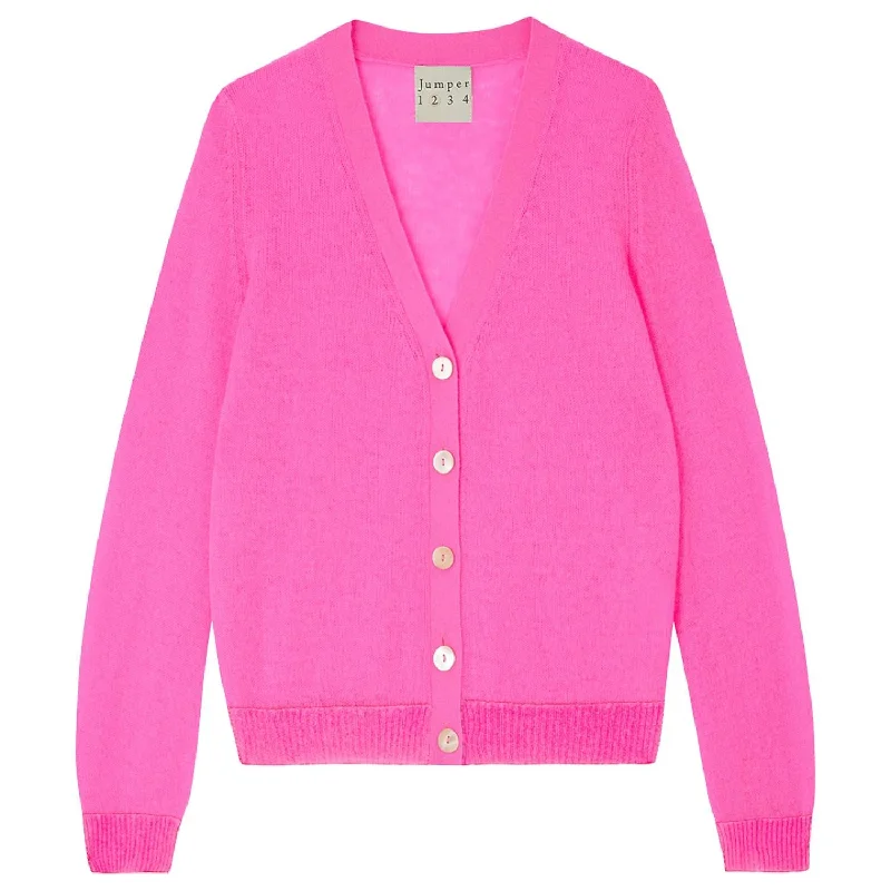 Lightweight Cashmere Cardigan In Hot Pink