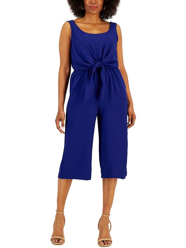 Petites Womens Crop Polyester Jumpsuit