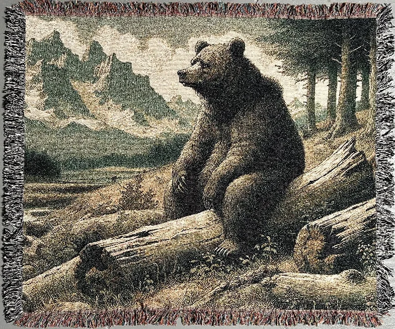 Cashmere blankets for ultimate softness and luxuryBear On A Log Blanket