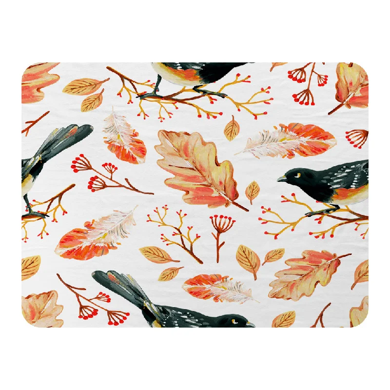 Chenille blankets with a thick and fuzzy textureBirds & Leaves in Autumn (Blanket)
