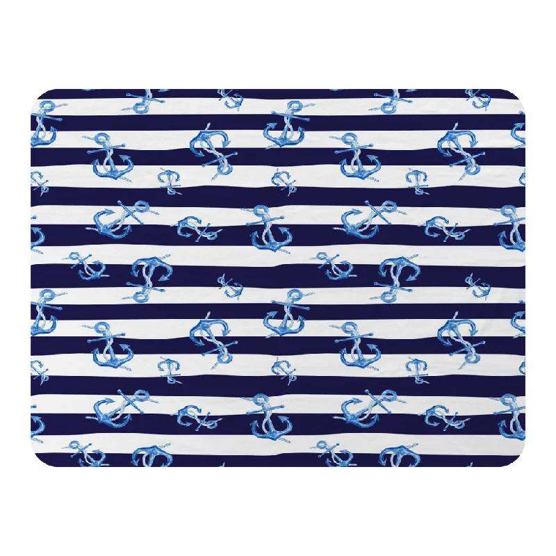 Synthetic fiber blend blankets for a budget - friendly choiceBlue Anchors on Navy Striped Background (Blanket) Synthetic fiber blend blankets for a budget - friendly choiceBlue Anchors on Navy Striped Background (Blanket)