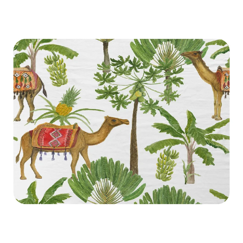 Linen blankets with a rustic and textured lookCamels & Palm Trees (Blanket)