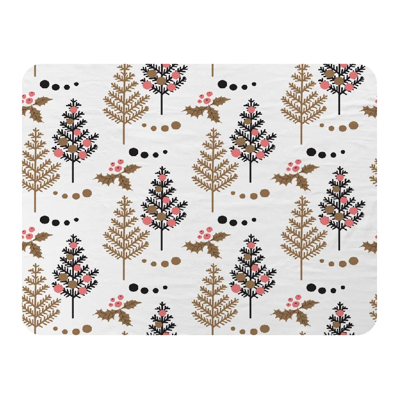 Recycled polyester blankets for an eco - conscious optionChristmas Tree, Holly leaf pattern (Blanket) Recycled polyester blankets for an eco - conscious optionChristmas Tree, Holly leaf pattern (Blanket)