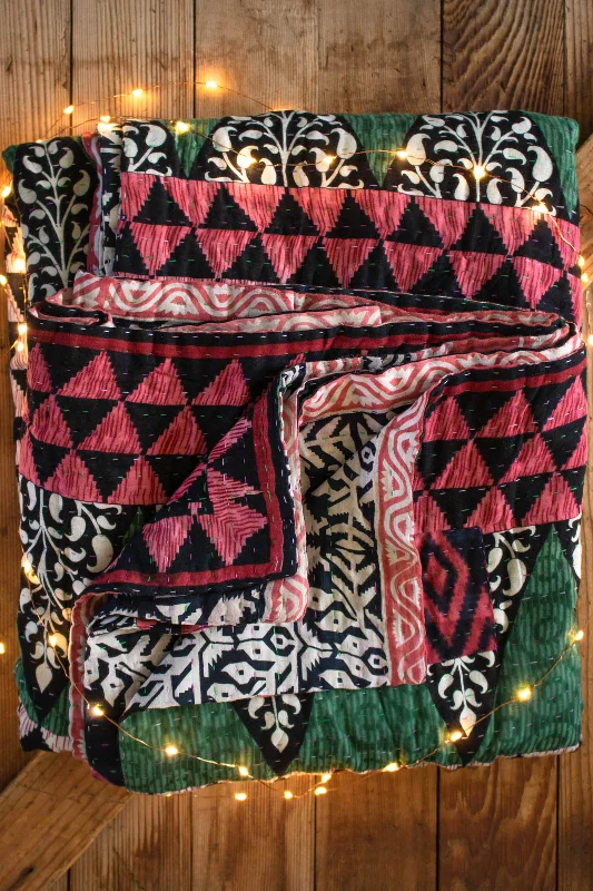 Queen - size blankets for standard - sized bedsCozy No. 3 Kantha Large Holiday Throw