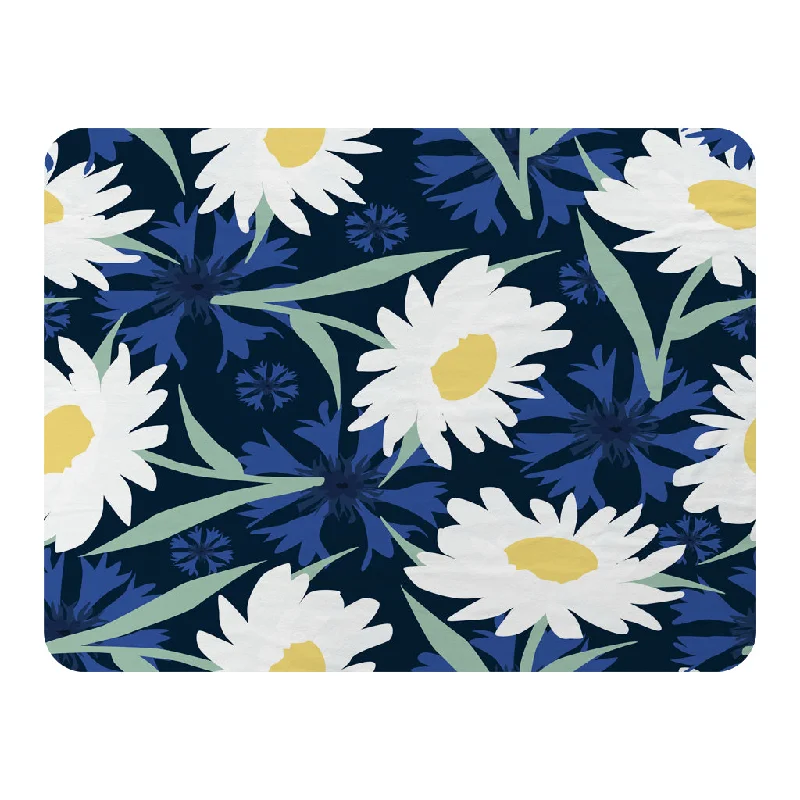 Cotton blankets for breathability and a lightweight feelDaisies on Navy (Blanket)