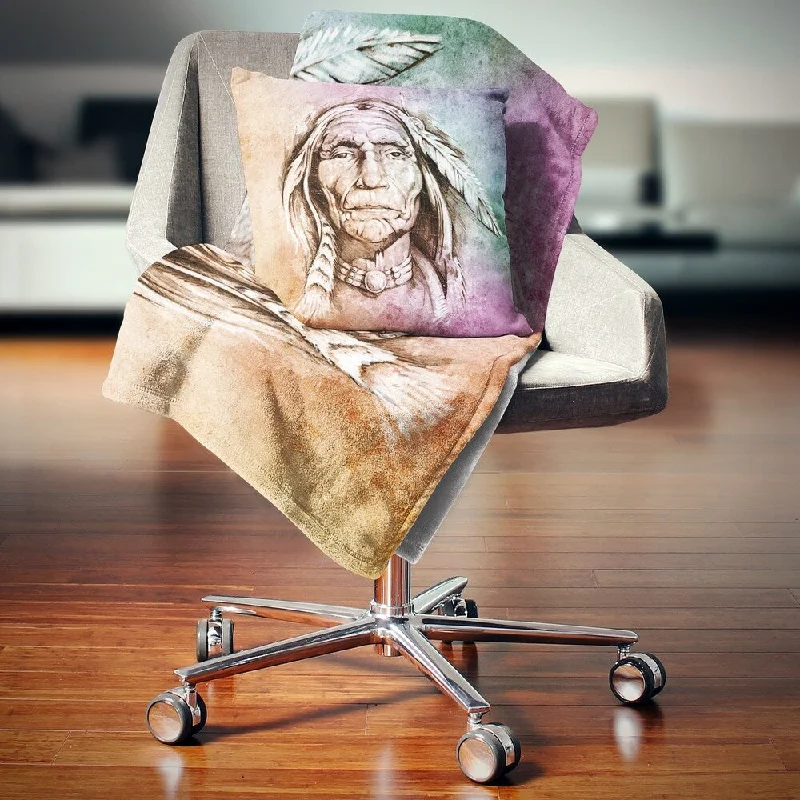 Synthetic fiber blend blankets for a budget - friendly choiceDesignart 'American Indian Head' Portrait Throw Blanket Synthetic fiber blend blankets for a budget - friendly choiceDesignart 'American Indian Head' Portrait Throw Blanket