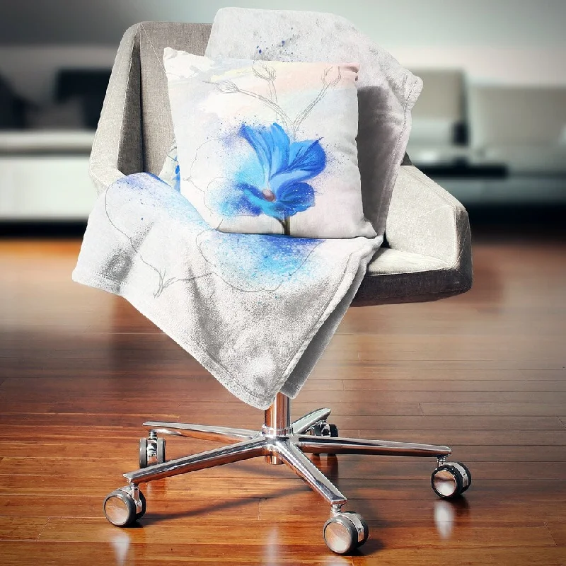 King - size blankets to cover large beds comfortablyDesignart 'Beautiful Blue Flower Watercolor' Floral Throw Blanket King - size blankets to cover large beds comfortablyDesignart 'Beautiful Blue Flower Watercolor' Floral Throw Blanket