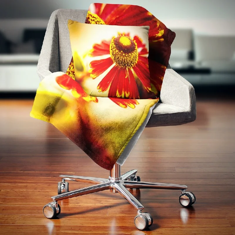 Silk blankets with a smooth and elegant touchDesignart 'Beautiful Flower on Yellow Background' Flower Throw Blanket Silk blankets with a smooth and elegant touchDesignart 'Beautiful Flower on Yellow Background' Flower Throw Blanket