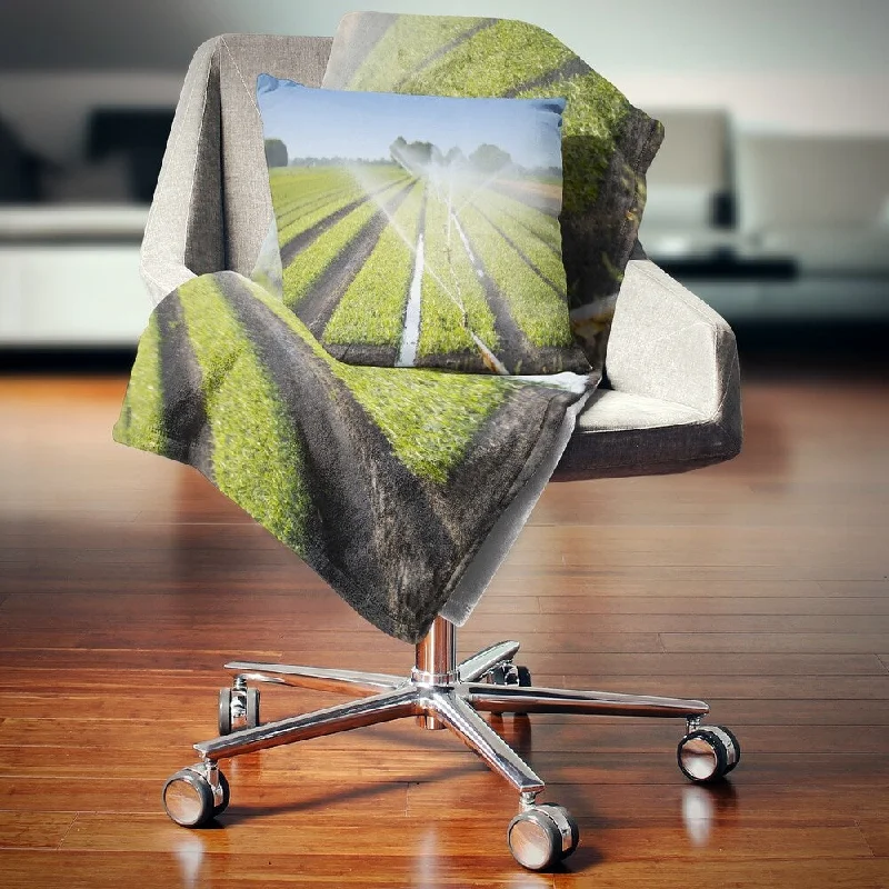 Synthetic fiber blend blankets for a budget - friendly choiceDesignart 'Beautiful View of Crops Watering' Landscape Fleece Throw Blanket Synthetic fiber blend blankets for a budget - friendly choiceDesignart 'Beautiful View of Crops Watering' Landscape Fleece Throw Blanket
