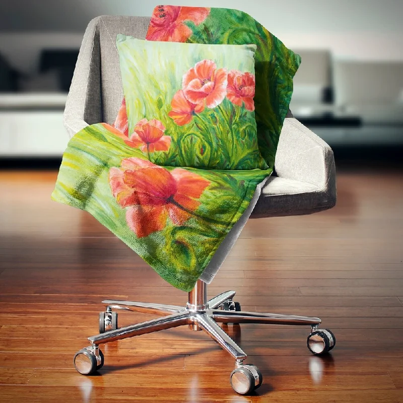 Cashmere blankets for ultimate softness and luxuryDesignart 'Blooming Poppies with Green Leaves' Floral Throw Blanket Cashmere blankets for ultimate softness and luxuryDesignart 'Blooming Poppies with Green Leaves' Floral Throw Blanket