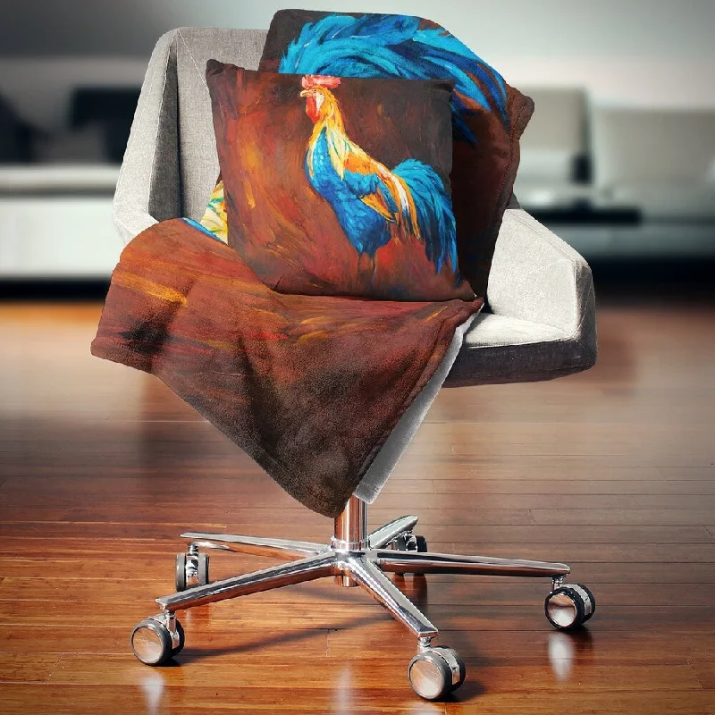 Bamboo fiber blankets with natural antibacterial propertiesDesignart 'Blue and Orange Rooster' Animal Throw Blanket Bamboo fiber blankets with natural antibacterial propertiesDesignart 'Blue and Orange Rooster' Animal Throw Blanket