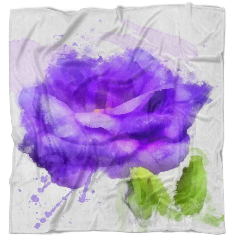 Recycled polyester blankets for an eco - conscious optionDesignart 'Blue Rose Flower with Paint Splashes' Floral Throw Blanket Recycled polyester blankets for an eco - conscious optionDesignart 'Blue Rose Flower with Paint Splashes' Floral Throw Blanket