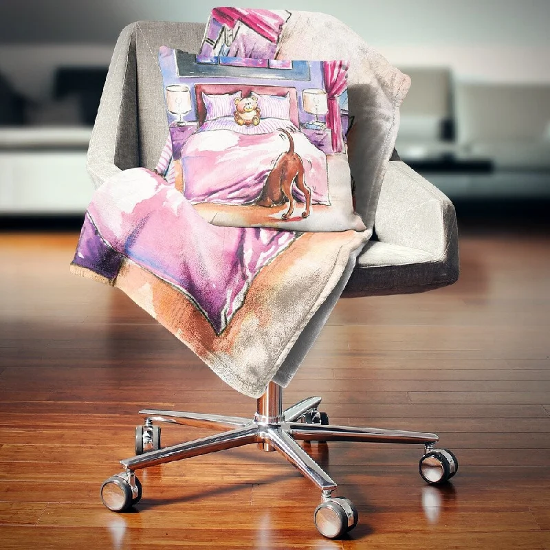 Synthetic fiber blend blankets for a budget - friendly choiceDesignart 'Brown Dog in Bedroom' Animal Throw Blanket Synthetic fiber blend blankets for a budget - friendly choiceDesignart 'Brown Dog in Bedroom' Animal Throw Blanket