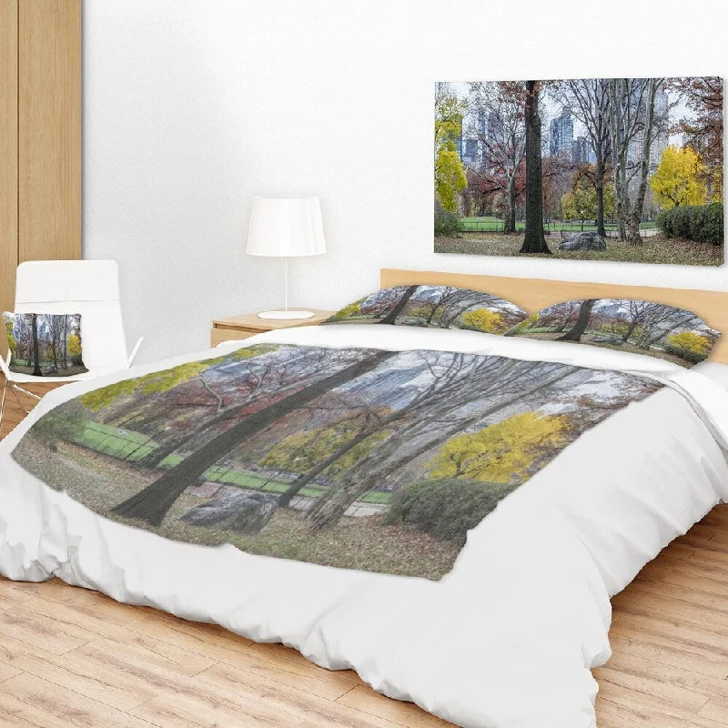 Recycled polyester blankets for an eco - conscious optionDesignart 'Central Park New York City in Autumn' Landscape Fleece Throw Blanket Recycled polyester blankets for an eco - conscious optionDesignart 'Central Park New York City in Autumn' Landscape Fleece Throw Blanket