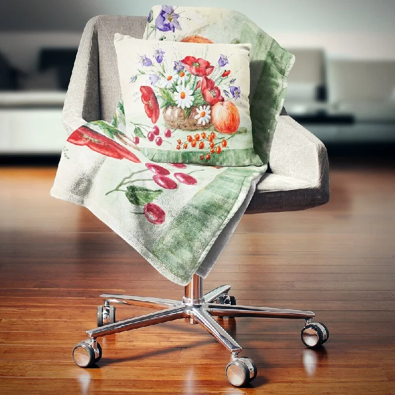 Queen - size blankets for standard - sized bedsDesignart 'Colorful Bunch of Flowers and Fruits' Floral Throw Blanket Queen - size blankets for standard - sized bedsDesignart 'Colorful Bunch of Flowers and Fruits' Floral Throw Blanket