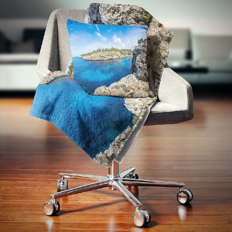 Silk blankets with a smooth and elegant touchDesignart 'Cove of Cala Pi Mallorca Panorama' Seascape Throw Blanket Silk blankets with a smooth and elegant touchDesignart 'Cove of Cala Pi Mallorca Panorama' Seascape Throw Blanket
