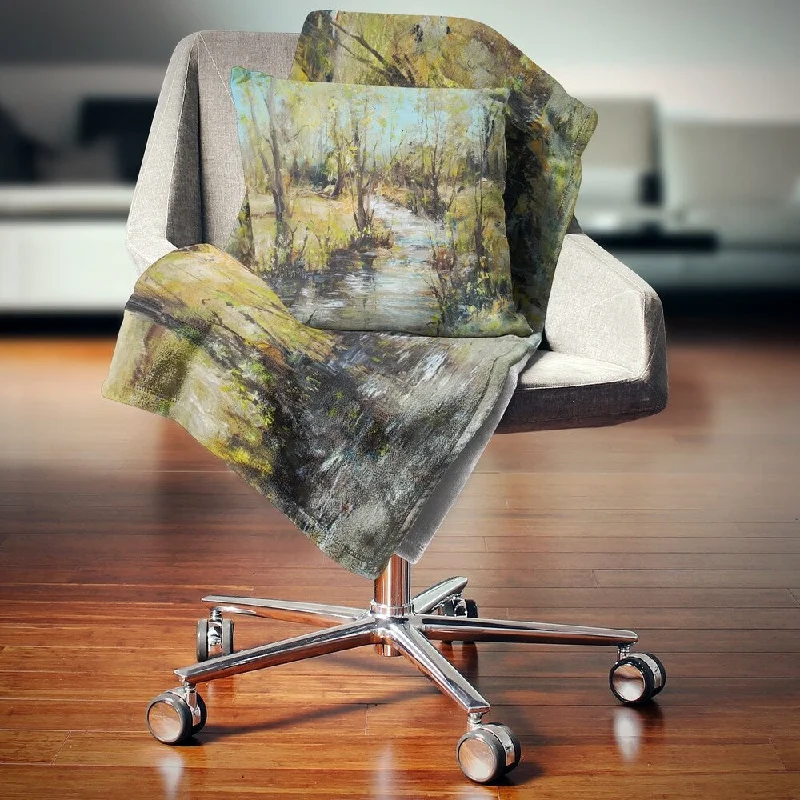 Wool blankets with natural warmth and insulationDesignart 'Creek and Woods ' Landscape Throw Blanket Wool blankets with natural warmth and insulationDesignart 'Creek and Woods ' Landscape Throw Blanket