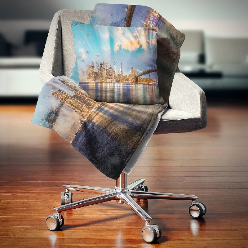 Synthetic fiber blend blankets for a budget - friendly choiceDesignart 'Dramatic Sky Over Manhattan City' Cityscape Throw Blanket Synthetic fiber blend blankets for a budget - friendly choiceDesignart 'Dramatic Sky Over Manhattan City' Cityscape Throw Blanket