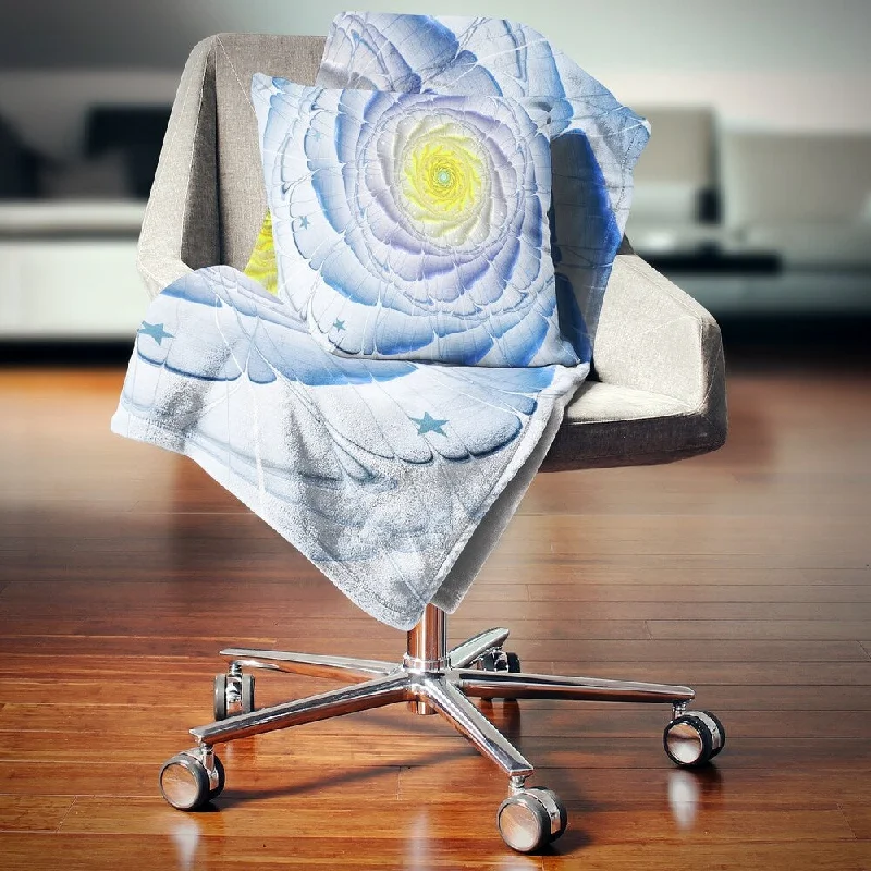 Wool blankets with natural warmth and insulationDesignart 'Fractal Flower Blue Yellow Digital Art' Flower Throw Blanket Wool blankets with natural warmth and insulationDesignart 'Fractal Flower Blue Yellow Digital Art' Flower Throw Blanket