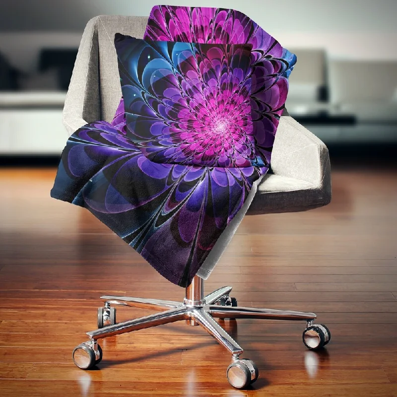 Rayon from bamboo blankets for a silky and breathable feelDesignart 'Fractal Purple Rose Flower' Floral Throw Blanket Rayon from bamboo blankets for a silky and breathable feelDesignart 'Fractal Purple Rose Flower' Floral Throw Blanket
