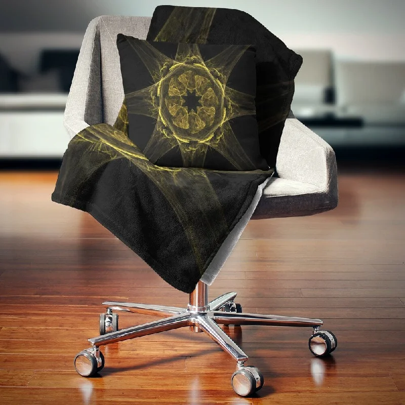 Rayon from bamboo blankets for a silky and breathable feelDesignart 'Glowing Golden Radial Fractal Flower Art' Floral Throw Blanket Rayon from bamboo blankets for a silky and breathable feelDesignart 'Glowing Golden Radial Fractal Flower Art' Floral Throw Blanket