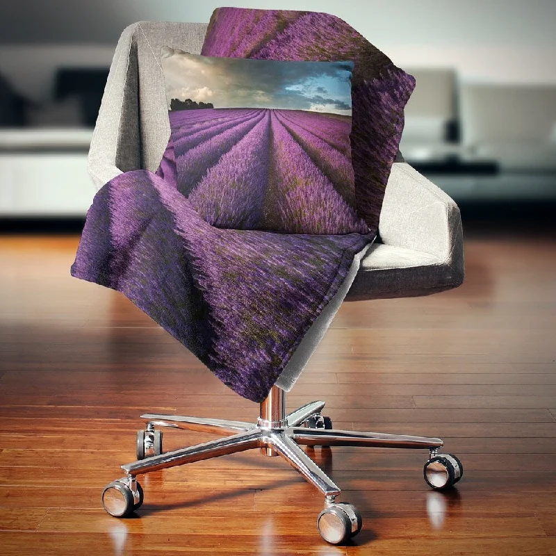 Synthetic fiber blend blankets for a budget - friendly choiceDesignart 'Lavender Field and Dramatic Sky' Floral Throw Blanket Synthetic fiber blend blankets for a budget - friendly choiceDesignart 'Lavender Field and Dramatic Sky' Floral Throw Blanket