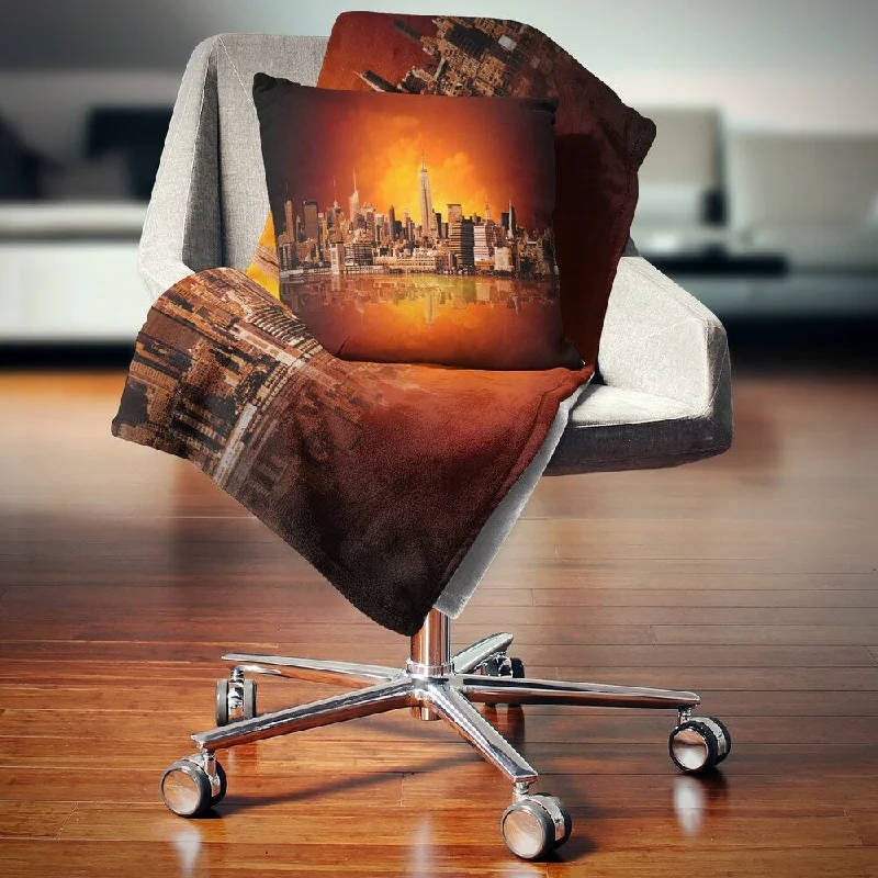 Mohair blankets with a unique sheen and softnessDesignart 'New York City Panorama in Red Light' Cityscape Throw Blanket Mohair blankets with a unique sheen and softnessDesignart 'New York City Panorama in Red Light' Cityscape Throw Blanket