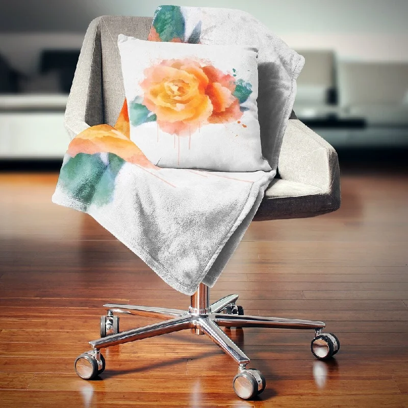 King - size blankets to cover large beds comfortablyDesignart 'Orange Rose with Green Leaves' Floral Throw Blanket King - size blankets to cover large beds comfortablyDesignart 'Orange Rose with Green Leaves' Floral Throw Blanket