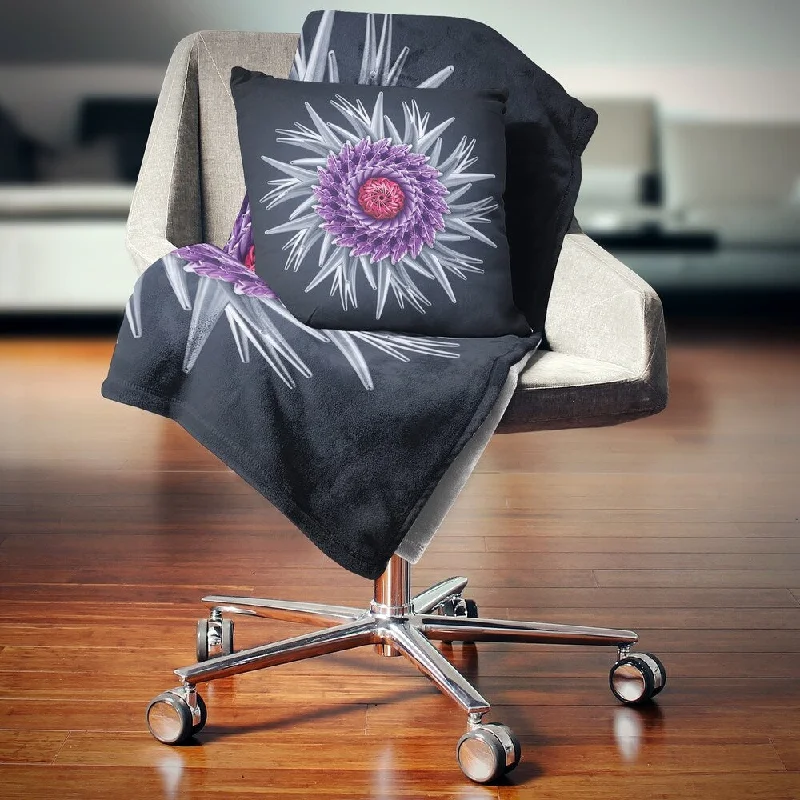 Cotton blankets for breathability and a lightweight feelDesignart 'Purple Abstract 3D Flower on Black' Flowers Throw Blanketwork Cotton blankets for breathability and a lightweight feelDesignart 'Purple Abstract 3D Flower on Black' Flowers Throw Blanketwork