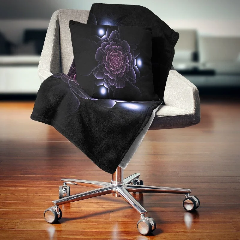 Recycled polyester blankets for an eco - conscious optionDesignart 'Purple Fractal Flower on Dark' Floral Throw Blanket Recycled polyester blankets for an eco - conscious optionDesignart 'Purple Fractal Flower on Dark' Floral Throw Blanket
