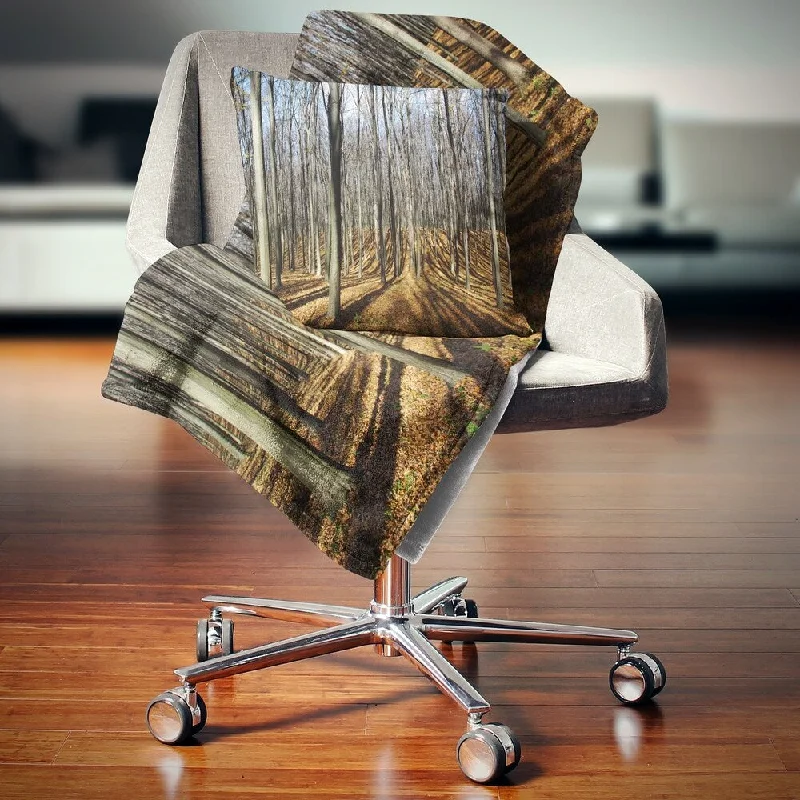 Fleece blankets for a cozy and plush textureDesignart 'Shade from Sun in Autumn Forest' Modern Forest Throw Blanket Fleece blankets for a cozy and plush textureDesignart 'Shade from Sun in Autumn Forest' Modern Forest Throw Blanket