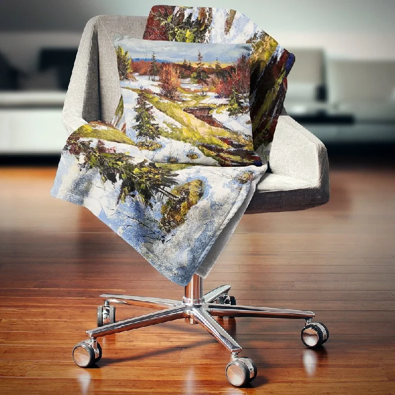 Recycled polyester blankets for an eco - conscious optionDesignart 'Spring Valley with River' Landscape Fleece Throw Blanket Recycled polyester blankets for an eco - conscious optionDesignart 'Spring Valley with River' Landscape Fleece Throw Blanket