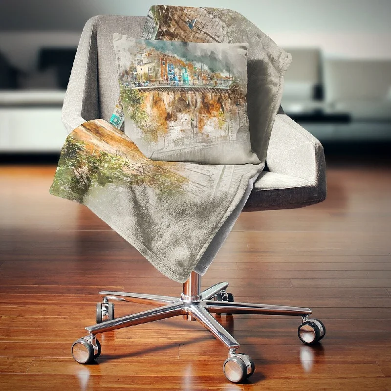 Cotton blankets for breathability and a lightweight feelDesignart 'Villajoyosa Town Digital Painting' Cityscape Throw Blanket Cotton blankets for breathability and a lightweight feelDesignart 'Villajoyosa Town Digital Painting' Cityscape Throw Blanket