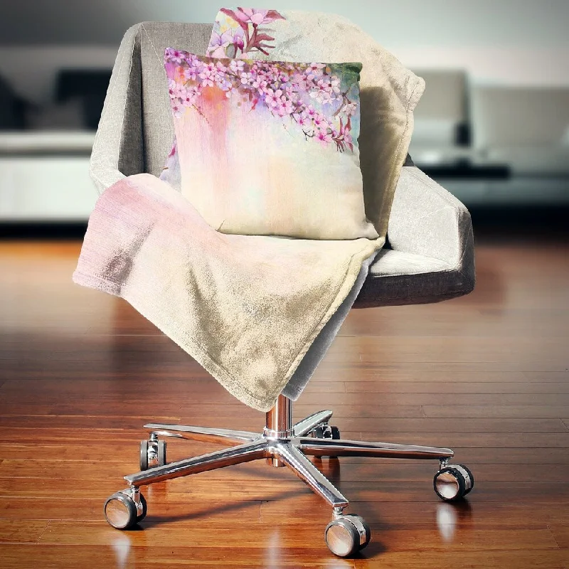Chenille blankets with a thick and fuzzy textureDesignart 'Watercolor Painting Cherry Blossoms' Floral Throw Blanket Chenille blankets with a thick and fuzzy textureDesignart 'Watercolor Painting Cherry Blossoms' Floral Throw Blanket