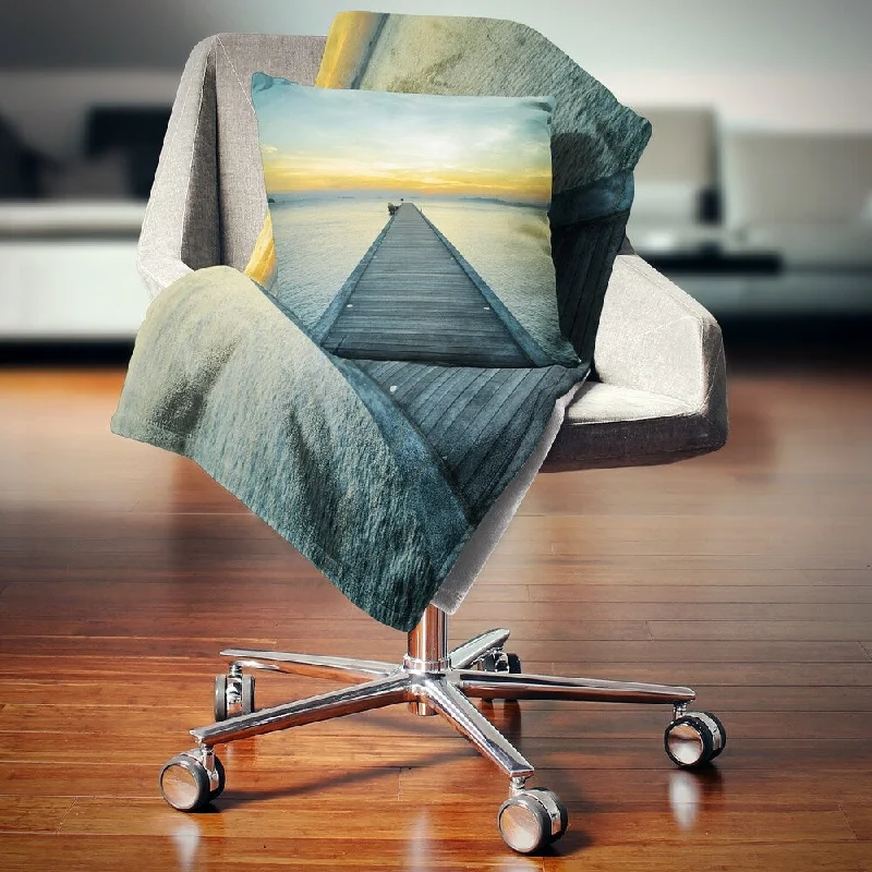 Synthetic fiber blend blankets for a budget - friendly choiceDesignart 'Wood Pier into the Yellow Blue Sea' Wooden Sea Bridge Throw Blanket Synthetic fiber blend blankets for a budget - friendly choiceDesignart 'Wood Pier into the Yellow Blue Sea' Wooden Sea Bridge Throw Blanket