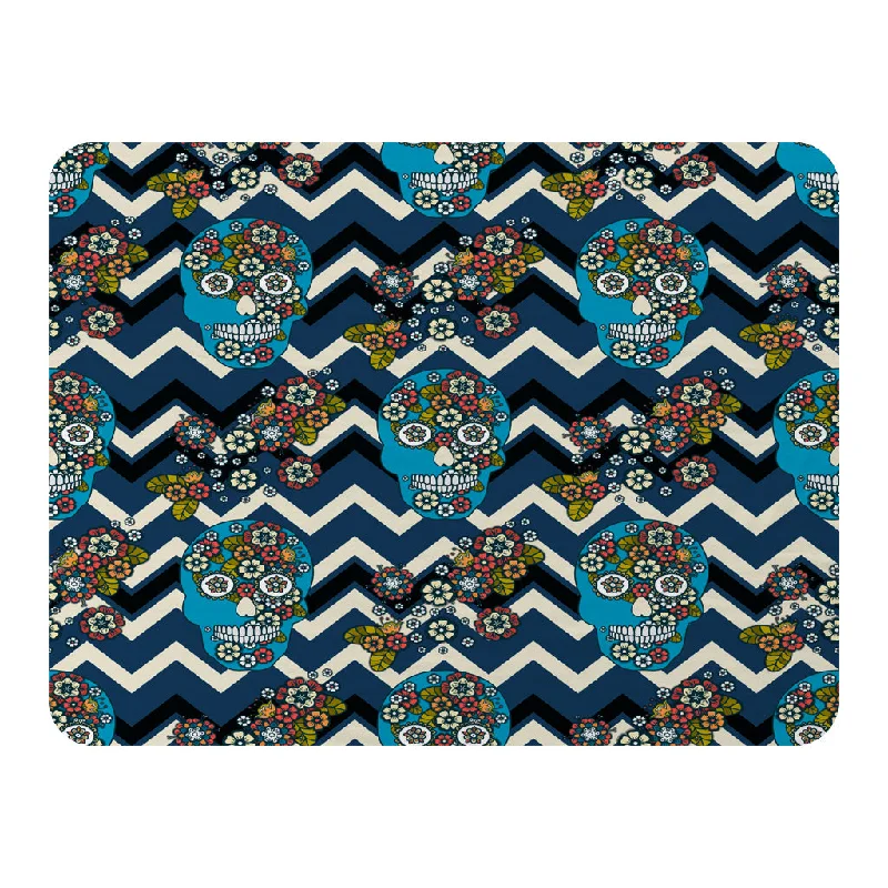 Chenille blankets with a thick and fuzzy textureEmbroidery colorful simplified ethnic skull Blue pattern (Blanket) Chenille blankets with a thick and fuzzy textureEmbroidery colorful simplified ethnic skull Blue pattern (Blanket)