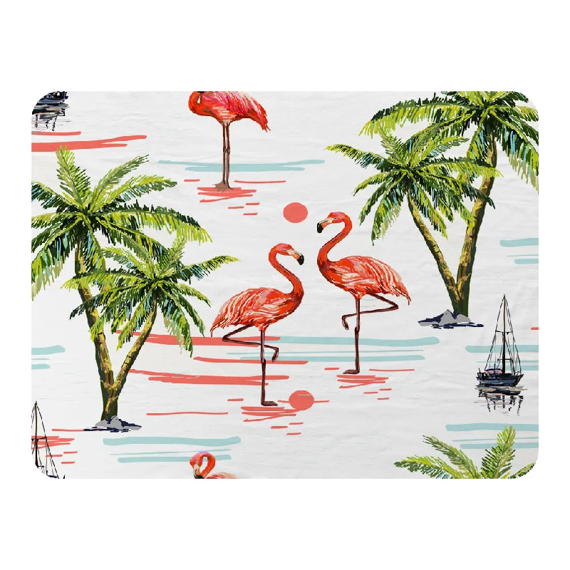 Recycled polyester blankets for an eco - conscious optionFlamingo & Palm Trees (Blanket) Recycled polyester blankets for an eco - conscious optionFlamingo & Palm Trees (Blanket)